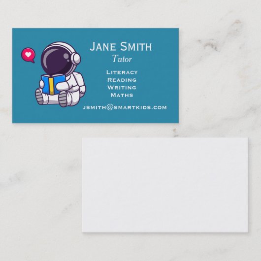 Freelance literatuurleraar of docentenastronaut visitekaartje (Voorkant / Achterkant)