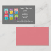 Freelance literatuurleraar of leraar lezen uil maa visitekaartje (Voorkant / Achterkant)