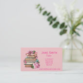Freelance literatuurleraar of roze lerarenboeken visitekaartje (Staand voorkant)