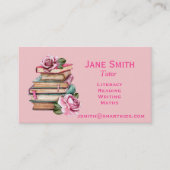 Freelance literatuurleraar of roze lerarenboeken visitekaartje (Voorkant)