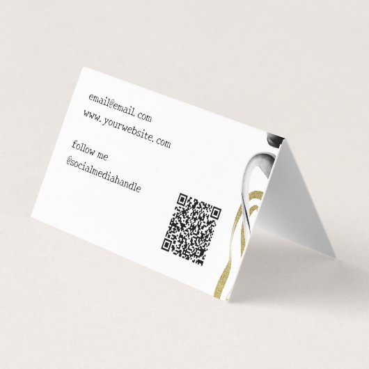 Freelance ontwerp Abstracte QR-code Gold Black Visitekaartje (Achterkant)