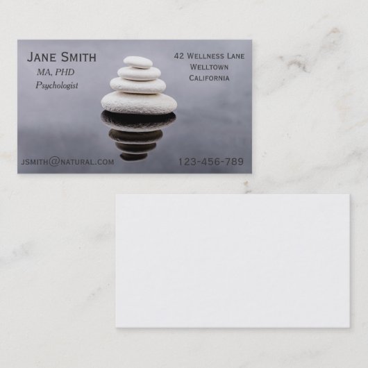 Freelance psycholoog Therapist Zen stenen Visitekaartje (Voorkant / Achterkant)