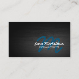 Freelance Schrijver Donker Metaal Cursief Monogram Visitekaartje