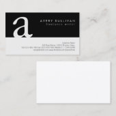 Freelance schrijver Eenvoudig Zwart Wit Monogram Visitekaartje (Voorkant / Achterkant)