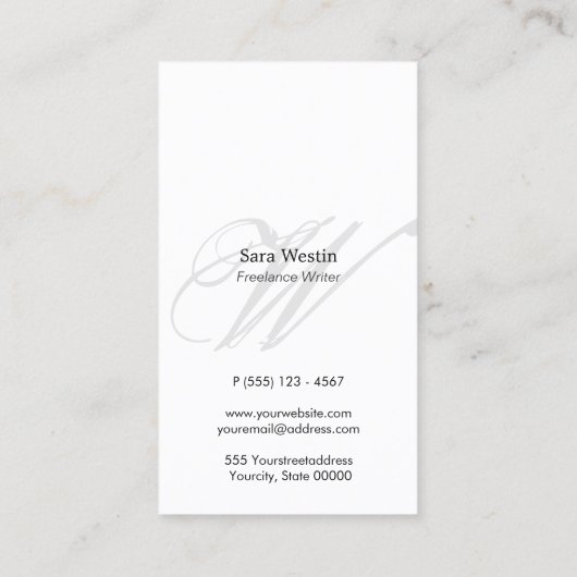 Freelance schrijver Elegant GoldStripe ScriptMonog Visitekaartje (Achterkant)