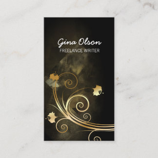 Freelance schrijver Gold Floral Swirl Publishing Visitekaartje