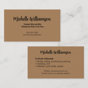 Freelance Schrijver Minimaal Warm Bruin Visitekaartje