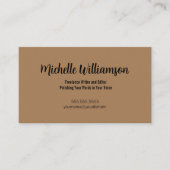 Freelance Schrijver Minimaal Warm Bruin Visitekaartje (Voorkant)