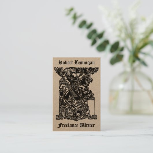 Freelance Services Middeleeuwse Ridder 1925 Sjablo Visitekaartje (Staand voorkant)