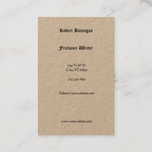 Freelance Services Middeleeuwse Ridder 1925 Sjablo Visitekaartje (Achterkant)