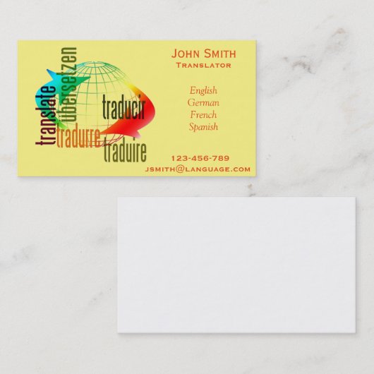 Freelance tolk vertaler visitekaartje (Voorkant / Achterkant)