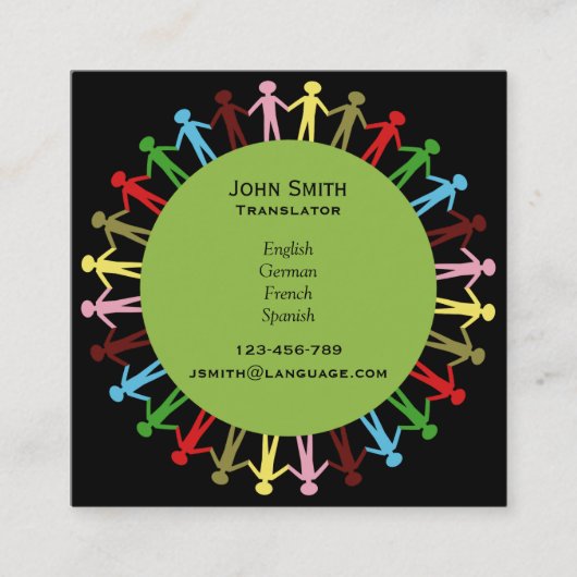 Freelance tolk voor moderne vertalers vierkante visitekaartje (Voorkant)