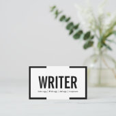 Freelance Writer Bold Text Black Border Visitekaartje (Staand voorkant)