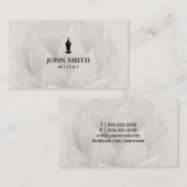 Freelance Writer Elegant White Floral Visitekaartje (Voorkant / Achterkant)