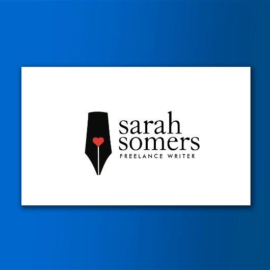 Freelance Writer en Novelist Calligraphy Pen Logo Visitekaartje