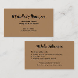 Freelance Writer Minimal Warm Brown Visitekaartje