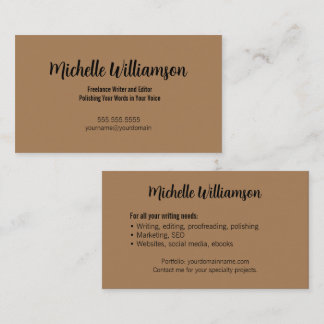 Freelance Writer Minimal Warm Brown Visitekaartje