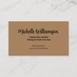 Freelance Writer Minimal Warm Brown Visitekaartje