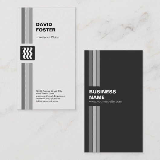 Freelance Writer - Modern Black White Visitekaartje (Voorkant / Achterkant)