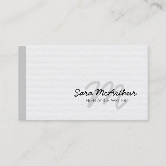 Freelance Writer Monogram Business Card Visitekaartje (Voorkant)