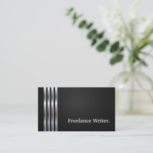 Freelance Writer Professional Black Silver Visitekaartje (Staand voorkant)