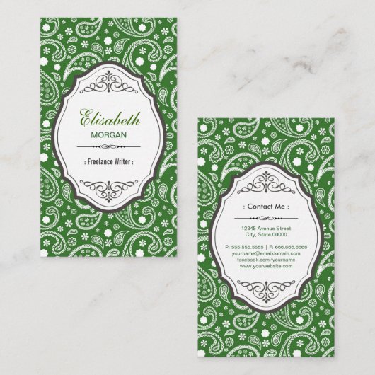 Freelance Writer - Retro Paisley Pattern Visitekaartje (Voorkant / Achterkant)