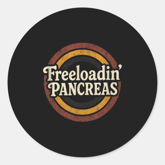 Freeloadin Pancreas - Grappig Diabetes Bewustzijn Ronde Sticker (Voorkant)