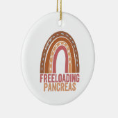 Freeloading Pancreas Awareness Rainbow Ribbon Gift Keramisch Ornament (Rechts)