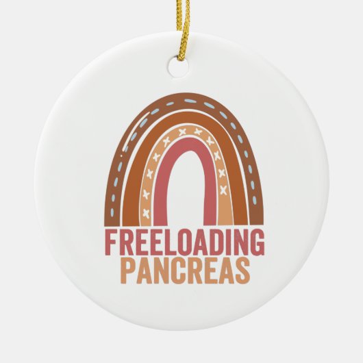 Freeloading Pancreas Awareness Rainbow Ribbon Gift Keramisch Ornament (Voorkant)