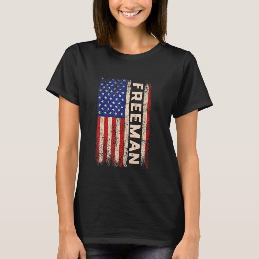 Freeman Achternaam Shirt Freeman Naam American Fla (Voorkant)