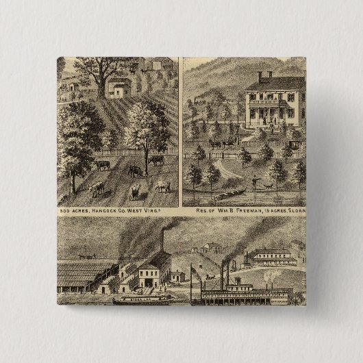 Freeman Brothers Works, Ohio Vierkante Button 5,1 Cm (Voorkant)
