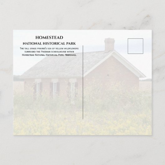 Freeman School, Homestead National Historical Park Briefkaart (Achterkant)