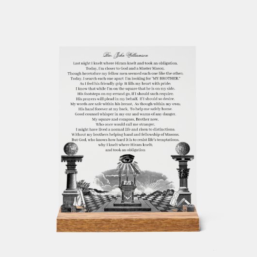 Freemason Acryl Bord (Voorkant)