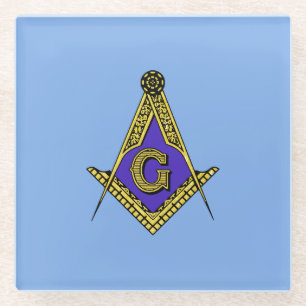 Freemason (blauw) glazen onderzetter