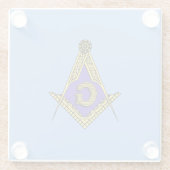 Freemason (blauw) glazen onderzetter (Achterkant)