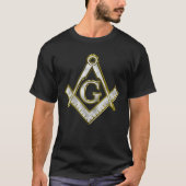 Freemason Bling Square Compass Gold/Silver T-Shirt (Voorkant)