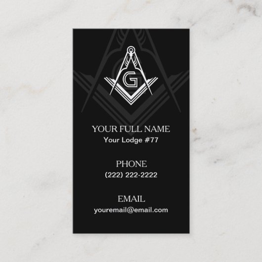 Freemason Business Card-sjablonen | Masonekaarten Contactkaartje (Voorkant)