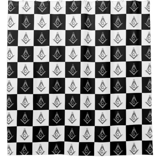 Freemason Checkered Pattern Douchegordijn (Voorkant)