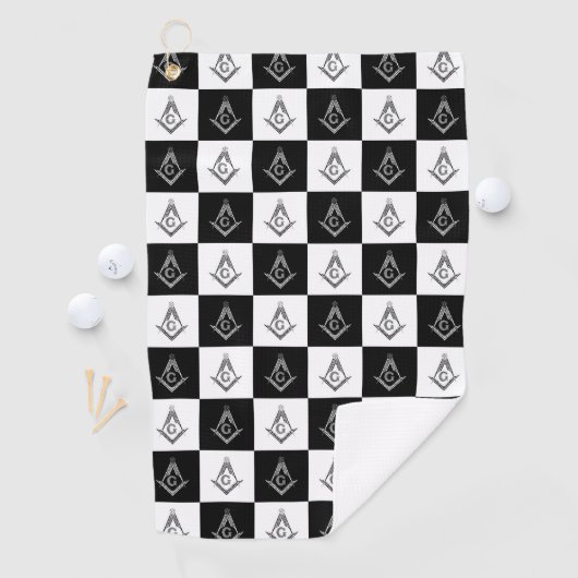 Freemason Checkered Pattern Golfhanddoek (Insitu)