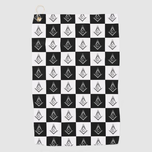 Freemason Checkered Pattern Golfhanddoek (Voorkant)
