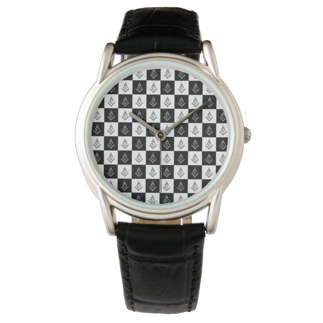 Freemason Checkered Pattern Horloge (Voorkant)