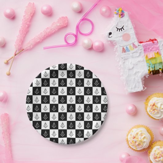 Freemason Checkered Pattern Papieren Bordje (Feest)