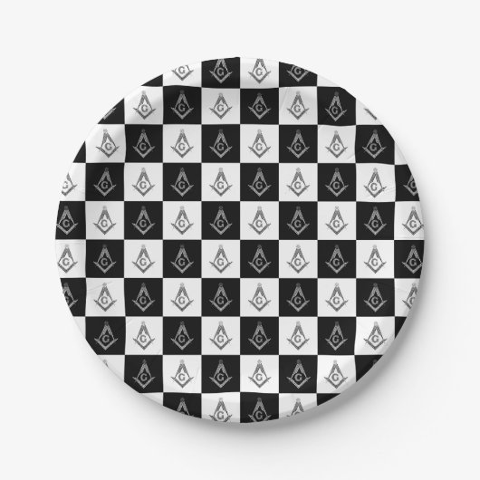 Freemason Checkered Pattern Papieren Bordje (Voorkant)