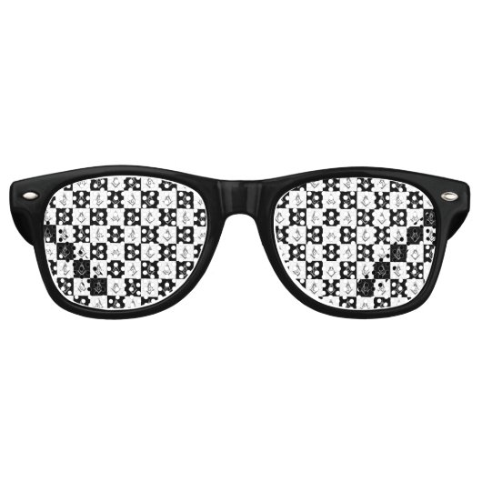 Freemason Checkered Pattern Retro Zonnebril (Voorkant)
