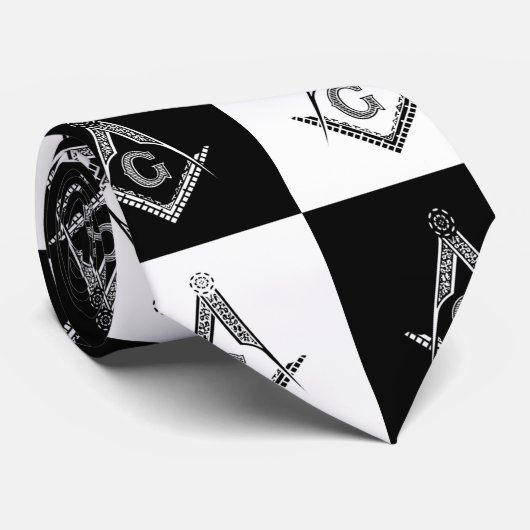Freemason Checkered Pattern Stropdas (Opgerold)