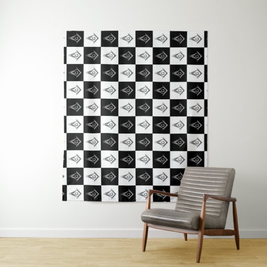 Freemason Checkered Pattern Wandkleed (In situ)