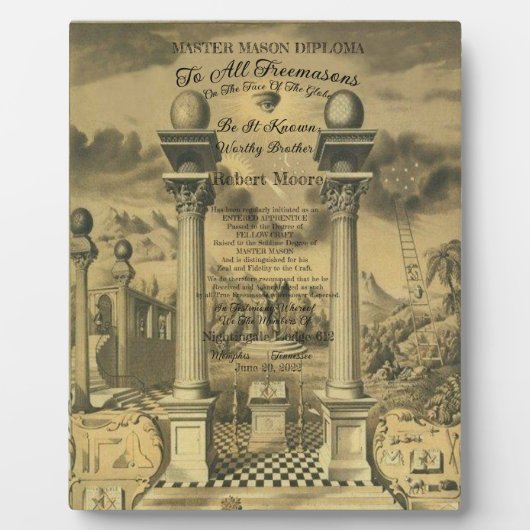 Freemason Diploma Fotoplaat (Voorkant)