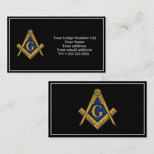 Freemason Freemasonry Symbol Masonic Black Visitekaartje (Voorkant / Achterkant)