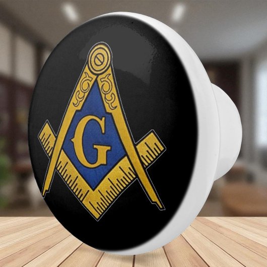 Freemason Masonic Black and gold Keramische Knop