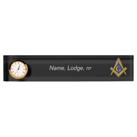 Freemason Masonic Black and gold Naambordje (Voorkant)